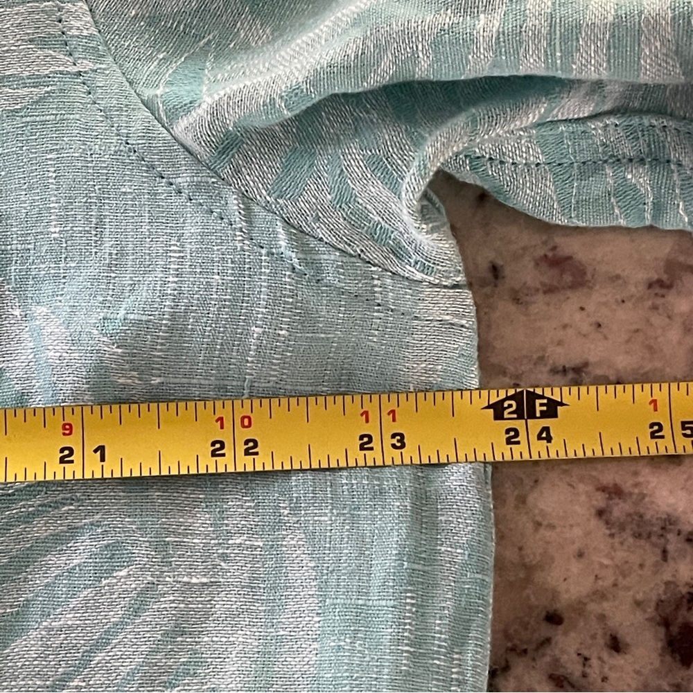 NWT Tasso Elba Silk Linen Blue Green Size Large Short Sleeve Hawaiian Button Up - Picture 7 of 8